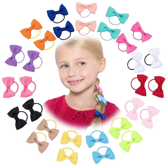 Accessories Girls Elastic Hair Bow Ponytail Holders 30 Pack